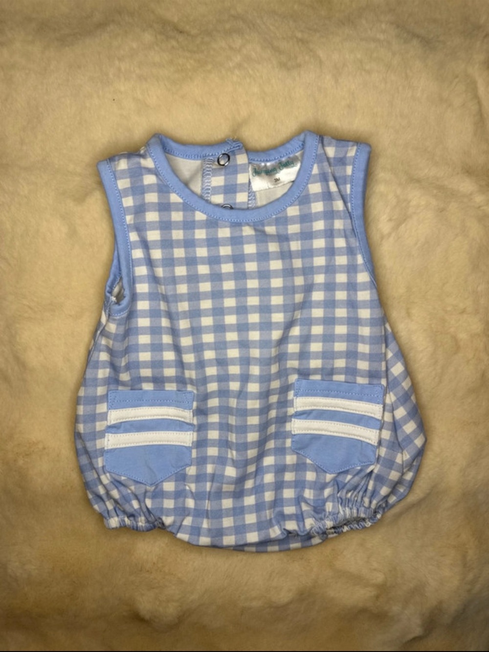 Blue Gingham Bubble Romper - Unbranded